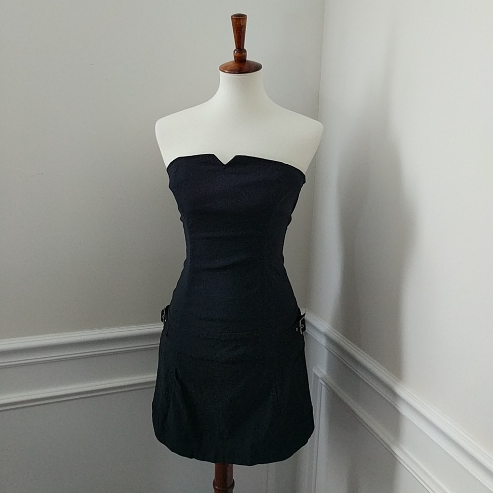 Guess jeans fitted strapless black dress